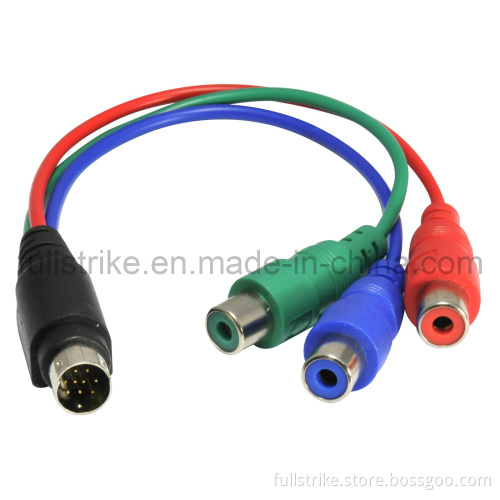 9pin Mini DIN to 3RCA Cable / S-Video Cable